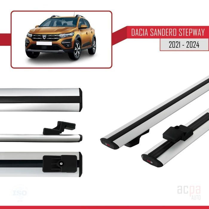 Barras de techo STEPWAY BASIC para Dacia Sandero 2021-2024, portaequipajes para coche - Gris