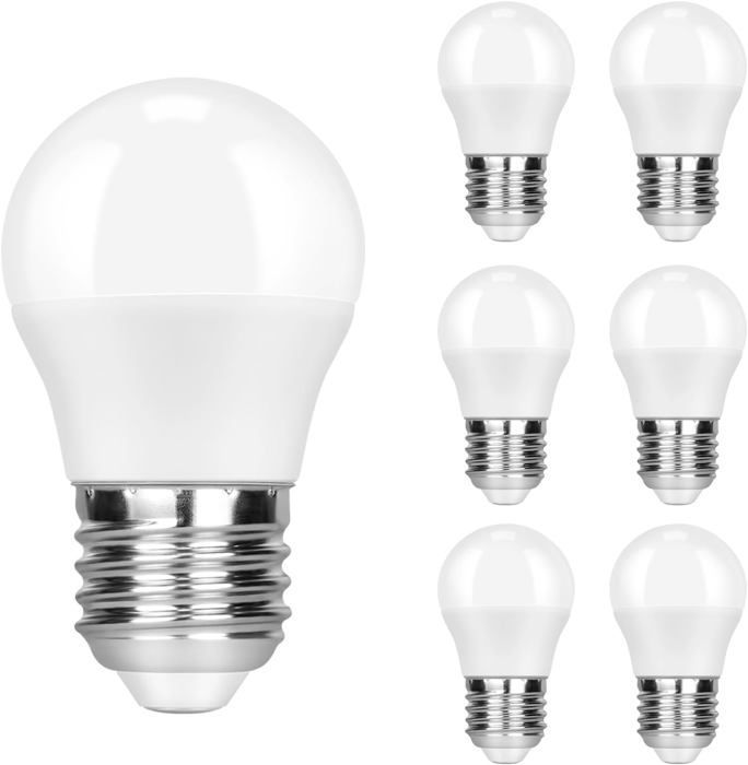 Homefire Lot de 6 Ampoule LED E27 - 5W G45 Blanc Chaud 3000K Ampoules équivalent à 50W Ampoule Aluminium Pas de Scintillement Lampe