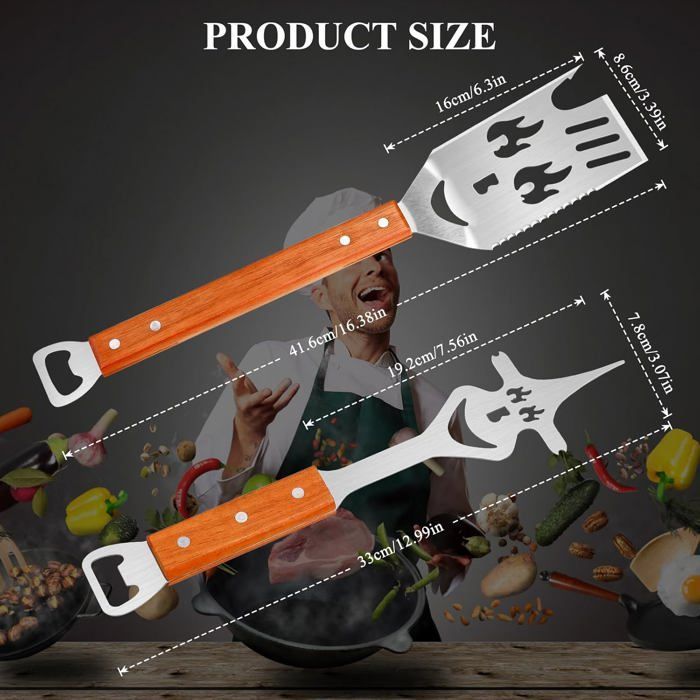 Kit para Churrasco, Espátula Multifuncional para Churrasco (2 peças), Acessório para Churrasco, Presente Ideal para Homens em Aniversários e Dia dos Pais