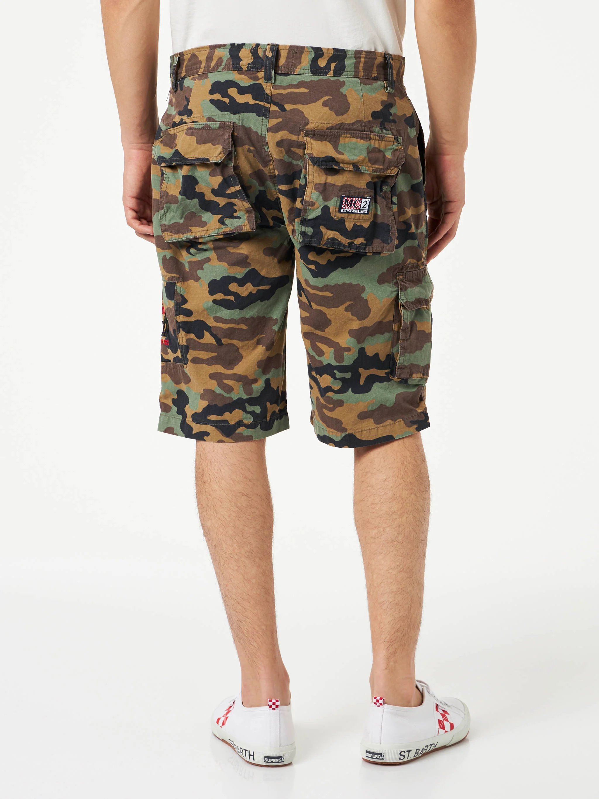 Camouflage cargo bermudashorts voor heren met zakken
