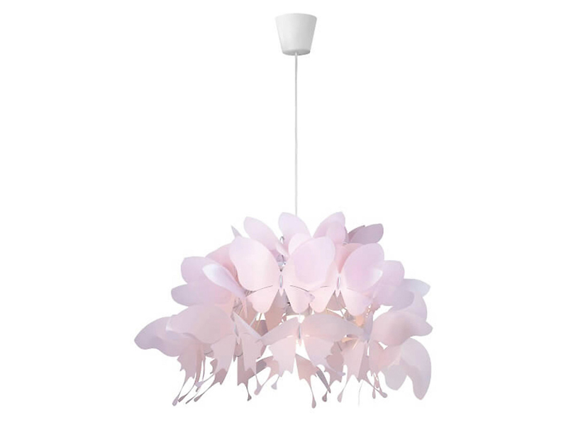 Lampa wisząca Farfalla metalowo-akrylowa biało-różowa