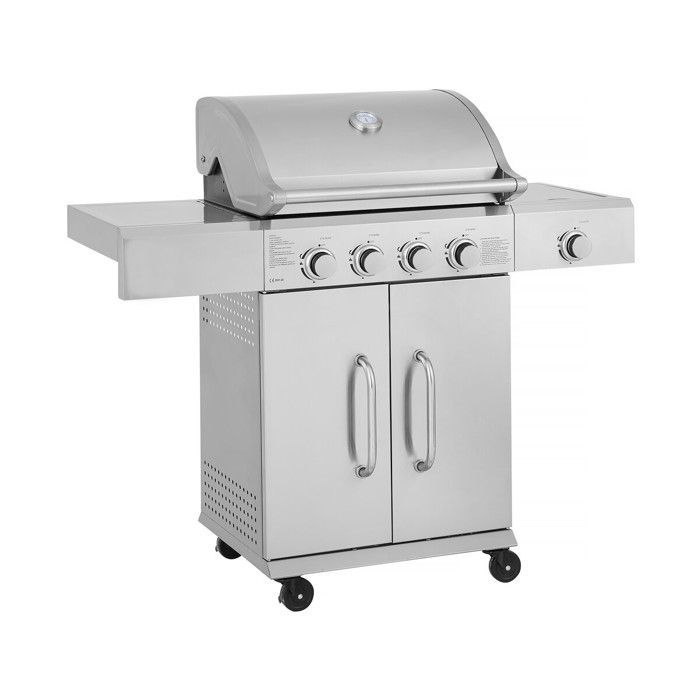 Barbacoa de gas de acero inoxidable con 5 quemadores, incluyendo 1 quemador lateral 