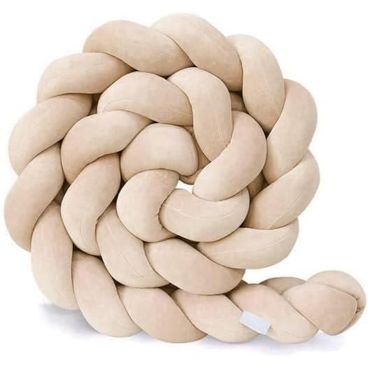 3 Brins Tresse de Lit Bebe, Tour de Lit Bébé Tresse, Tresse de Lit avec Velours Cristal et Coton PP Hautement Élastique( 2m)