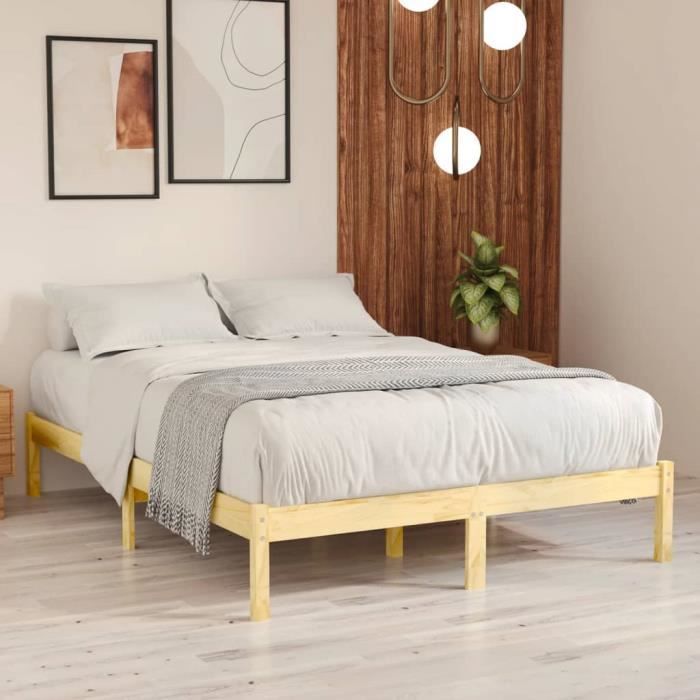 Eenpersoonsbed | 1 slaapplaats 120 x 190 cm, massief grenenhouten bedframe met lattenbodem (matras niet inbegrepen), UK Small Double Natural