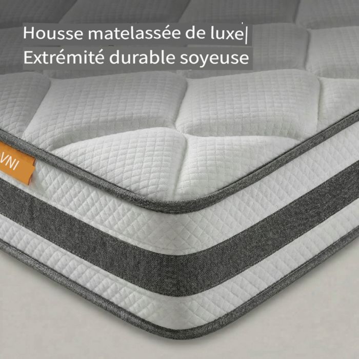 Colchón de 180x200 cm, 25 cm de altura, espuma de confort, muelles ensacados de 7 zonas, ergonómico, para adultos, certificado OEKO-TEX.