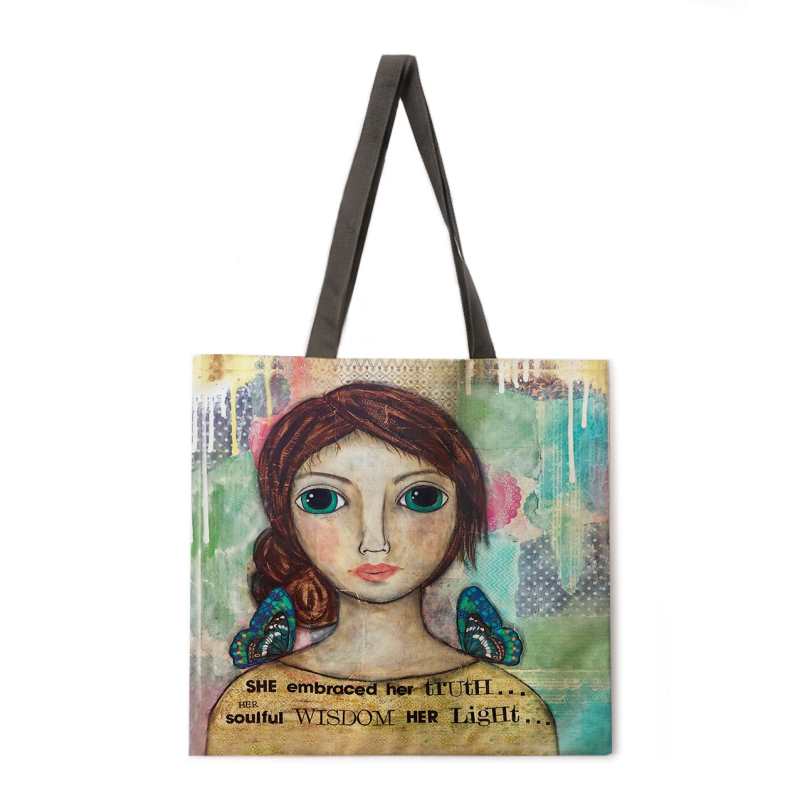 Sacs en lin imprimés pour femmes, sacs bandoulière pour femmes, sacs de loisirs pliables pour l'extérieur, sacs de courses