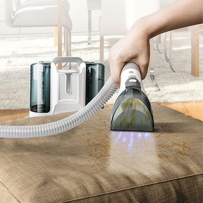 Limpiador de alfombras de 450 W con 6 cabezales de succión + depósitos de agua dobles de 1,8 L/1 L, aspiradora para sofás.