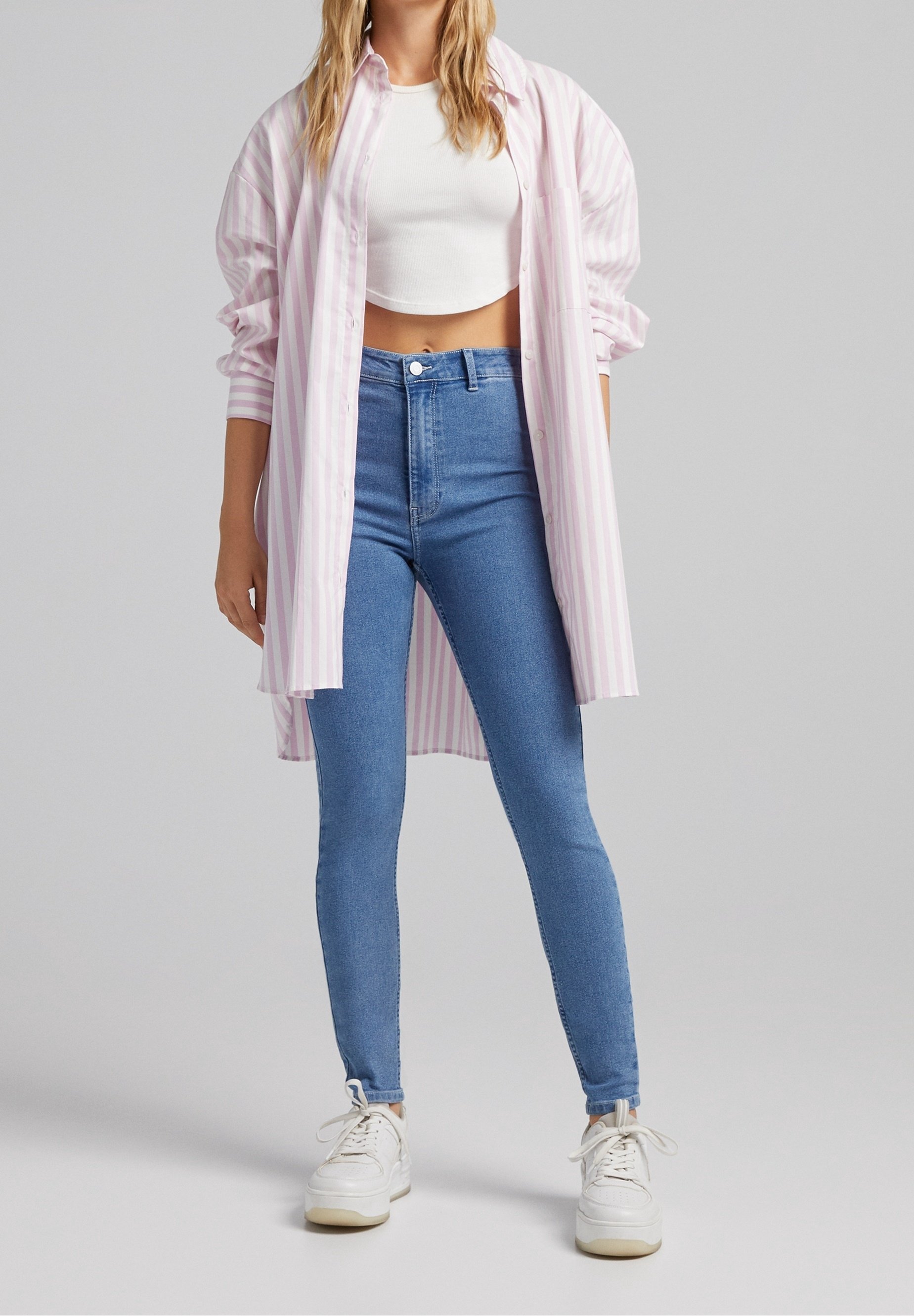 Bershka Skinny Fit Jeans - blauwe denim