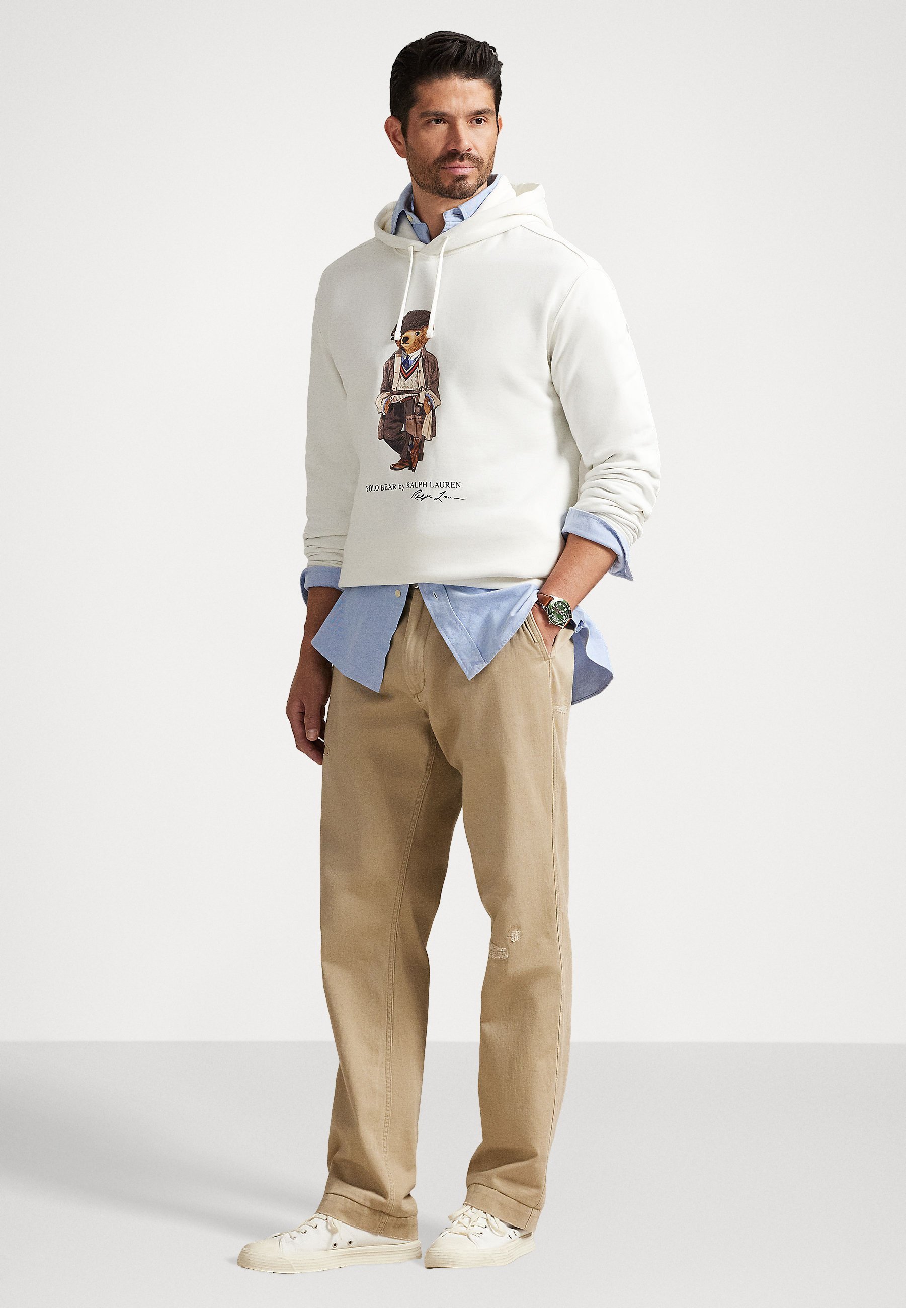 Felpa con cappuccio Polo Ralph Lauren Big & Tall POLO BEAR FLEECE - Felpa - bianco slavato
