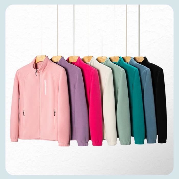 Chaqueta polar para mujer - Otoño/Invierno - Cuello alto - Cremallera - Azul - Montañismo