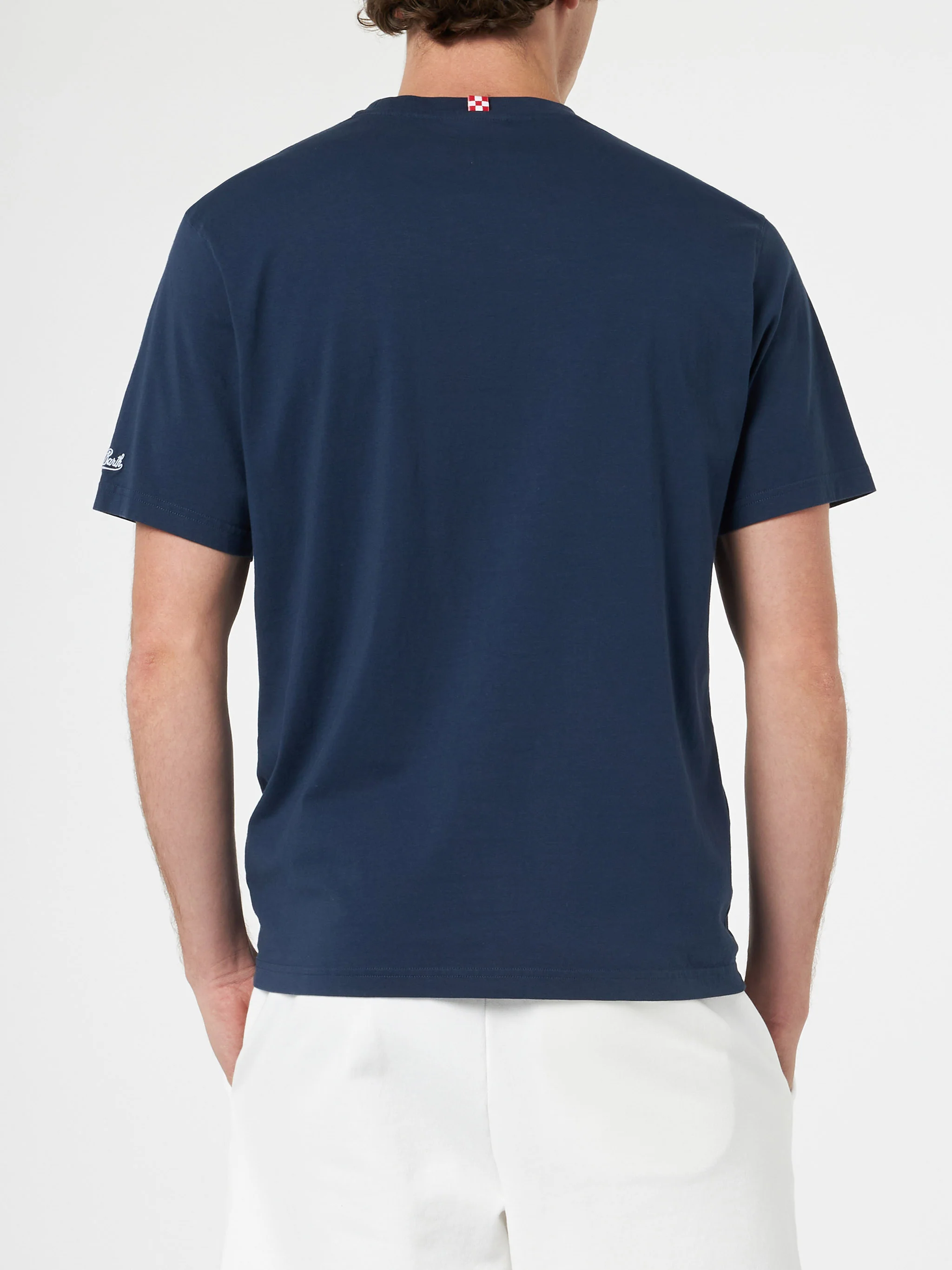 T-shirt classica da uomo in jersey di cotone Portofino con ricamo Mi g
