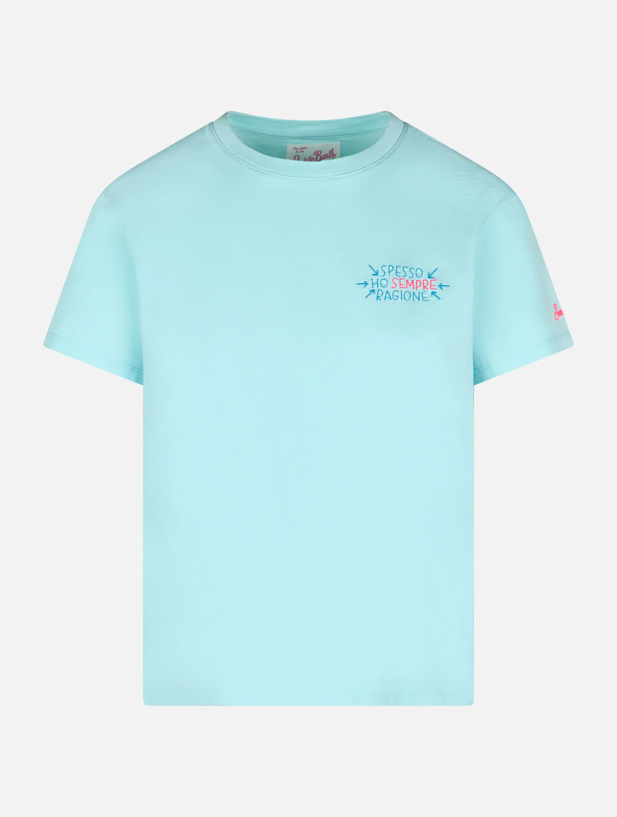 Heren T-shirt met ronde hals en lichtgevende tekst 