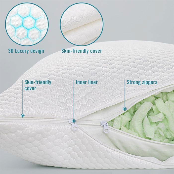 Almohada de espuma viscoelástica de 60x40 cm, almohada cervical ergonómica, cojín de espuma viscoelástica para el dolor de cuello.