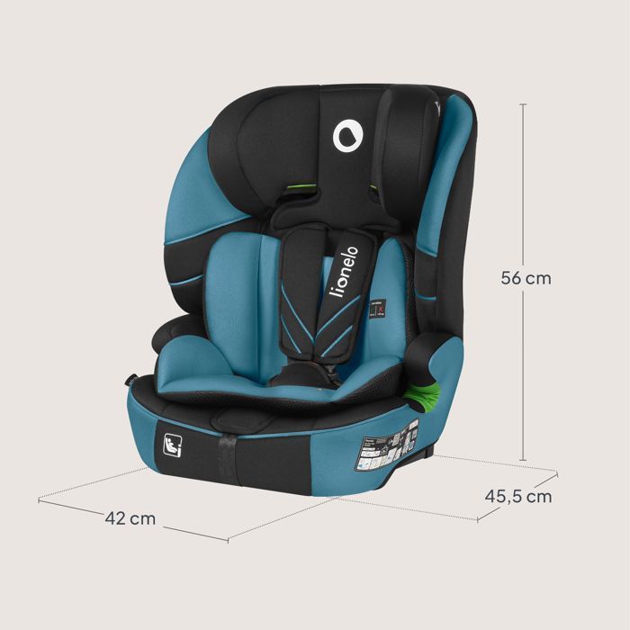 Seggiolino auto convertibile LIONELO Levi Fix i-Size - ISOFIX - 76-150 cm - Seduta larga - Gruppo 1/2/3 - Blu