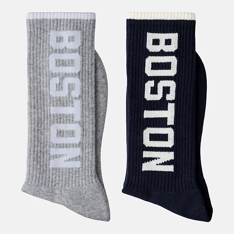 Boston Crew Unisex-Socken, 2er-Pack – 2 Farben