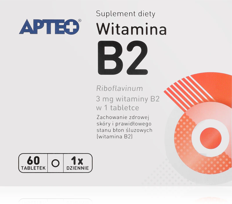Apteo vitamín B2 doplněk stravy v tabletách pro podporu energetického metabolismu
