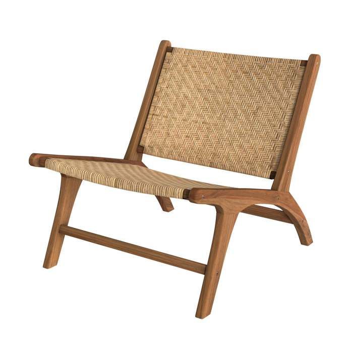 Teak wood armchair with chevron rattan weave - Kilka - Rendez-Vous Déco