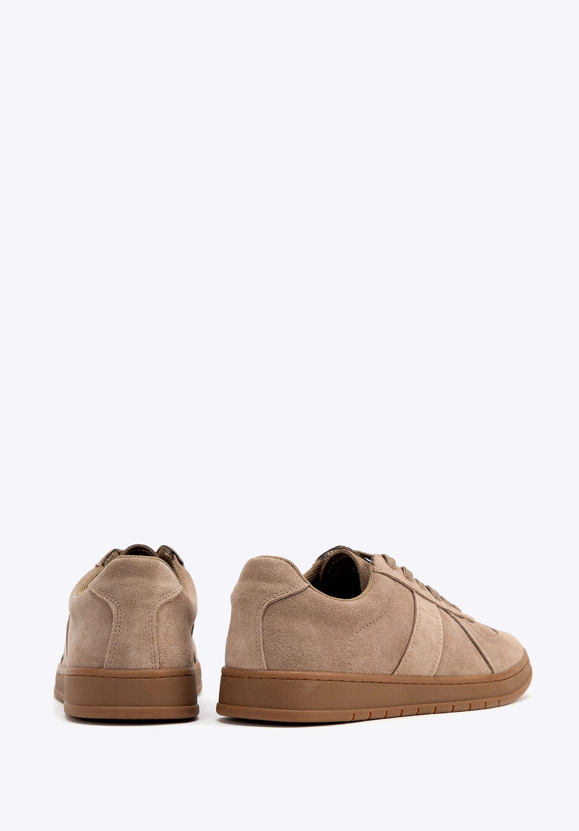 Sneakersy męskie ze skóry zamszowej ciemny beż