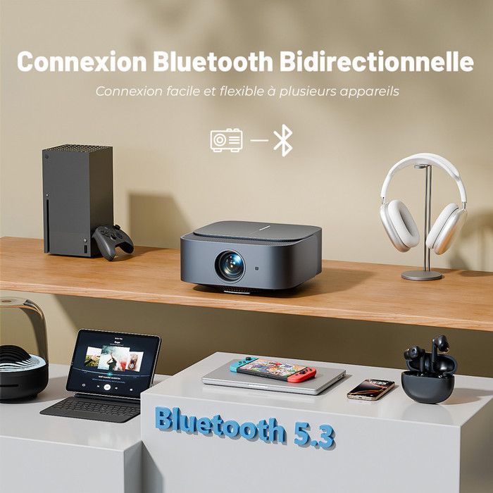 Vidéoprojecteur 4K【Officiel Netflix&Focus Électronique】25000 Lumens 1080P WiFi Bluetooth Projecteur avec YouTube/Prime Video