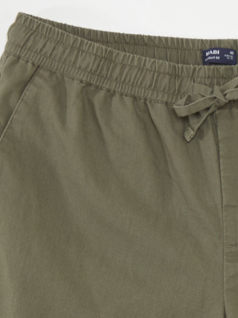 Chino shorts met wijde pijpen en linnen - GROEN