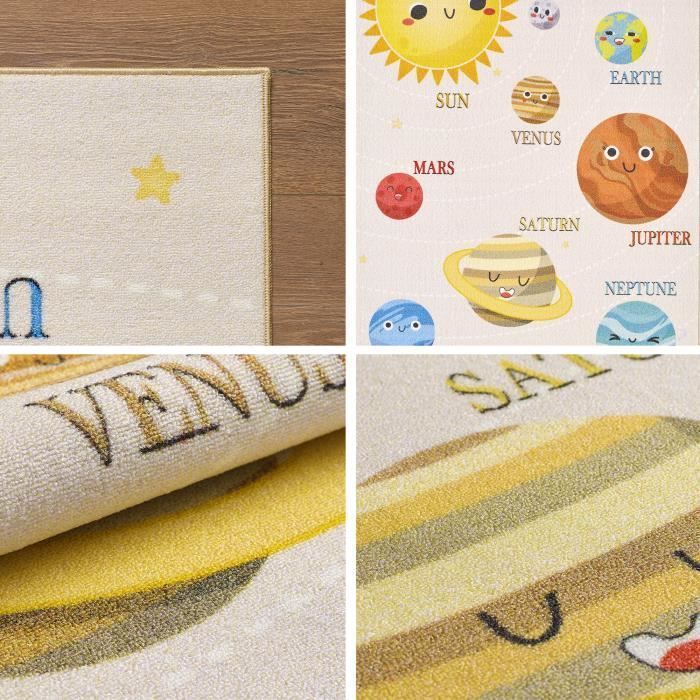 Tapis pour enfants - SIMPEX - Système solaire - Beige - Rectangulaire - Intérieur