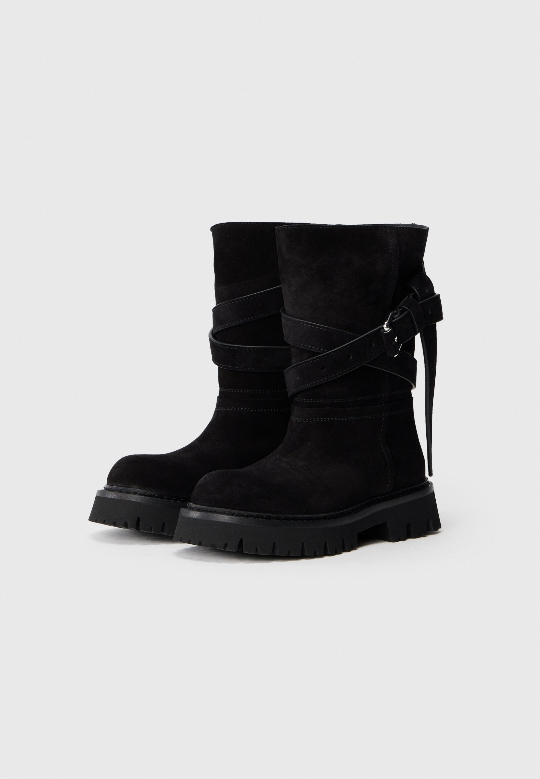 Bottines MOSCHINO style cowboy/motard - noir/écru