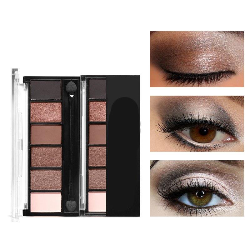 Palette de fards à paupières 6 couleurs, waterproof et sans bavure, pour femmes