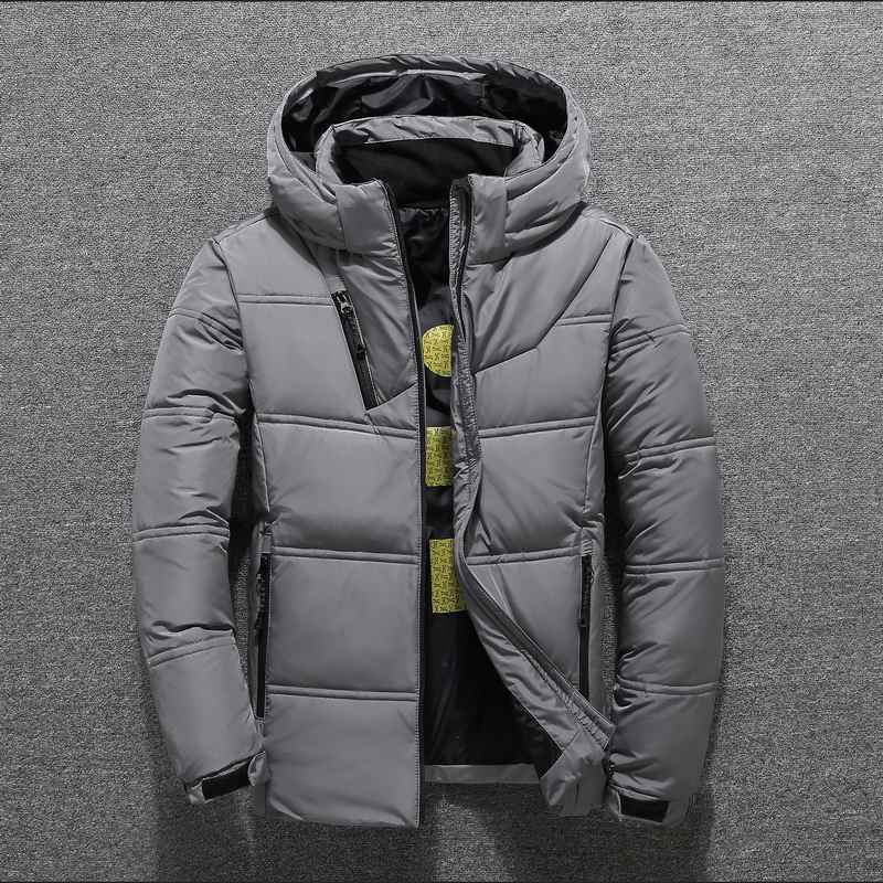 Giacca invernale da uomo in piuma d'anatra bianca, calda, con cappuccio, spessa, imbottita, cappotto di alta qualità, parka in piuma, giacche da uomo