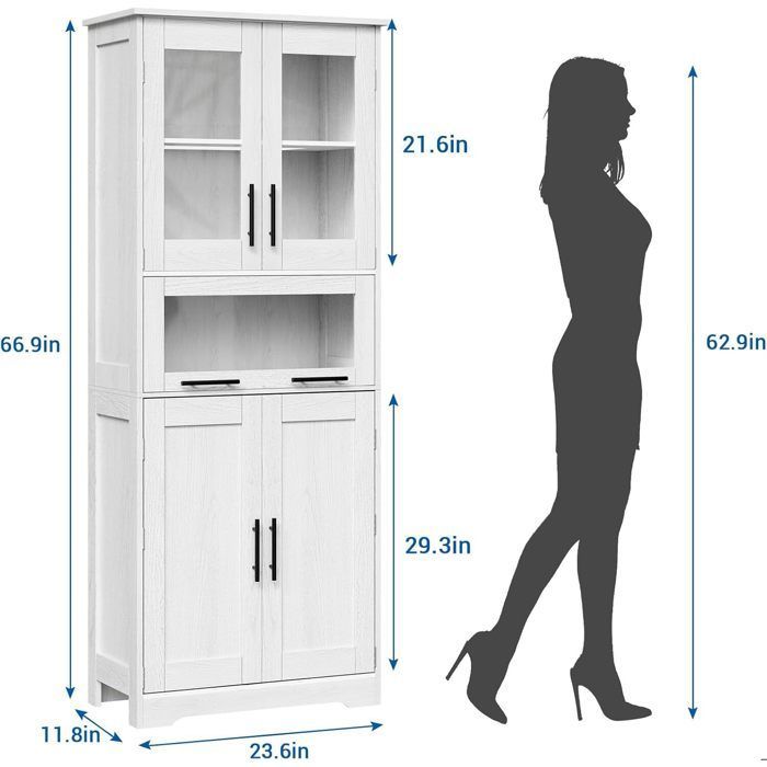 Bathroom Column - HOERFURIY - 4 Doors - Water-Resistant MDF - Scandinavian Design - 180cm White