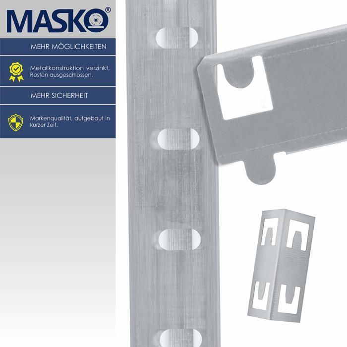 Étagère de stockage en métal - MASKO - Lot de 2 étagères - Capacité totale 875 kg - Dimensions 180x90x40 cm