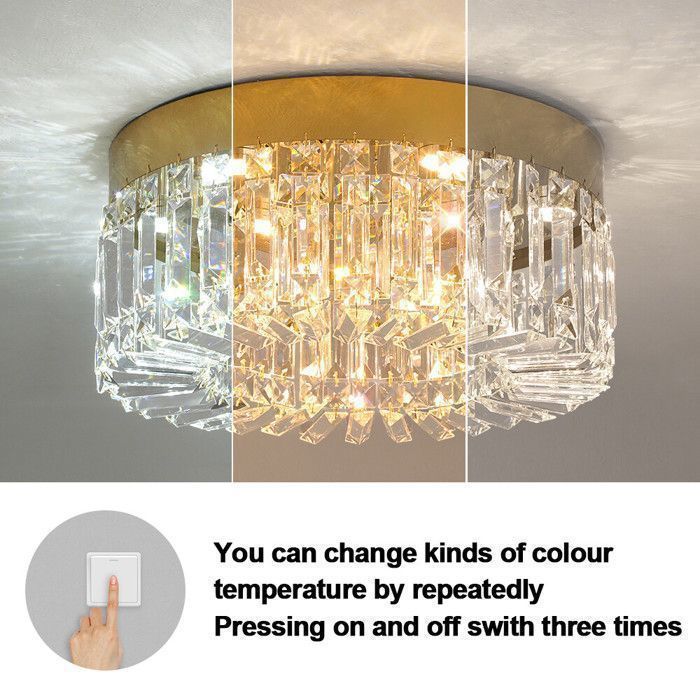 Lustre en Cristal Moderne - Éclairage Élégant pour Salon/Salle à Manger