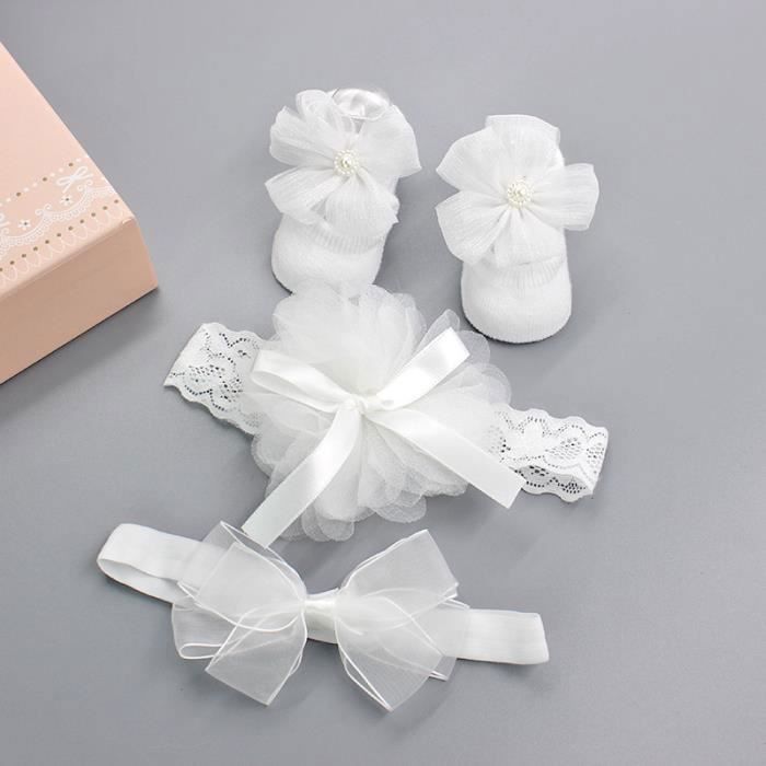 Conjunto de presente para bebê menina: sapatinhos, faixa de cabelo (Ref. 21)
