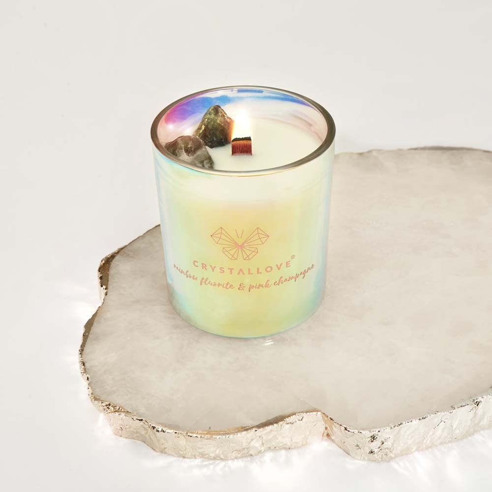 Crystallove Regenboog Fluoriet Sojakaars & Champagne - 1 stuk