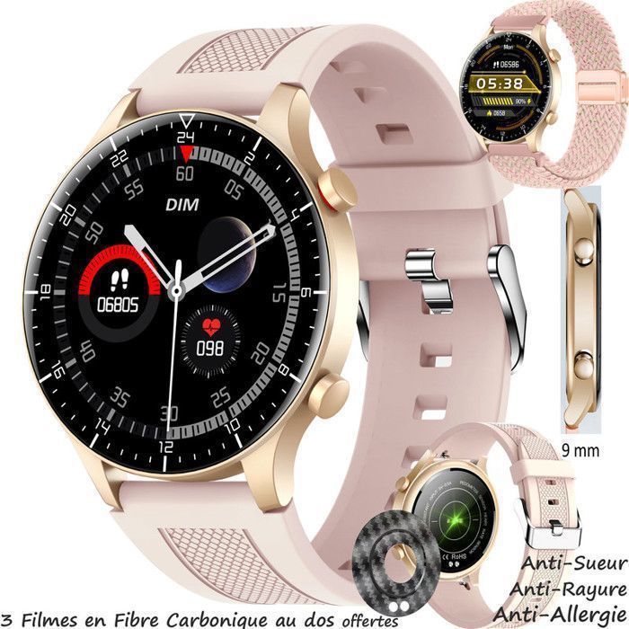 XTRADITECH Women's Smartwatch, Extra Thin 9mm Thick, Round Alloy 1.3
