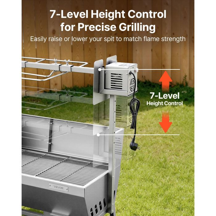 Barbacoa de carbón VEVOR con asador eléctrico - 38 W - Asador de carbón - Capacidad de carga de 60 kg