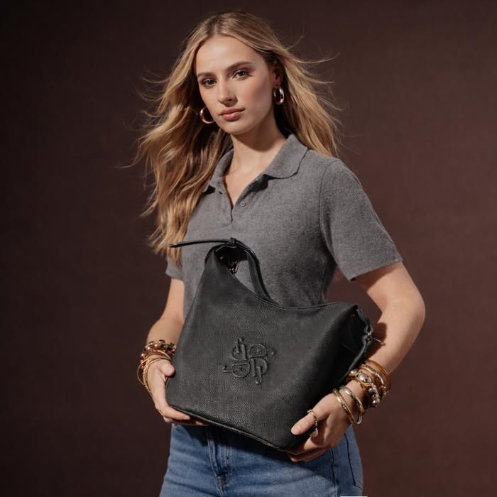David Jones - Bolsa Hobo Feminina em Couro PU - Preta