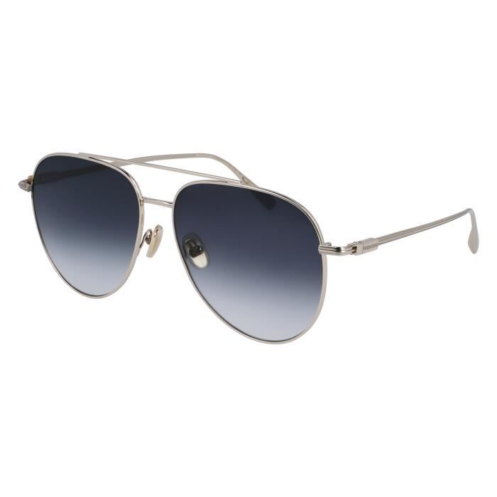 Óculos de Sol Aviador FERRAGAMO SF308S - 715 DOURADO CLARO/AZUL DEGRADÊ - Masculino