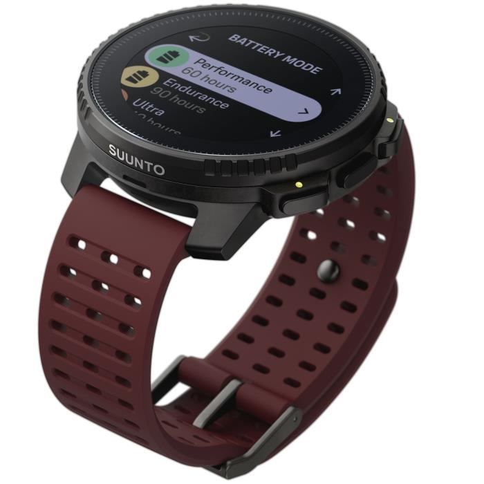 Smartwatch sportivo Suunto Vertical Black Ruby con GPS, altimetro e diametro schermo di 49 mm.
