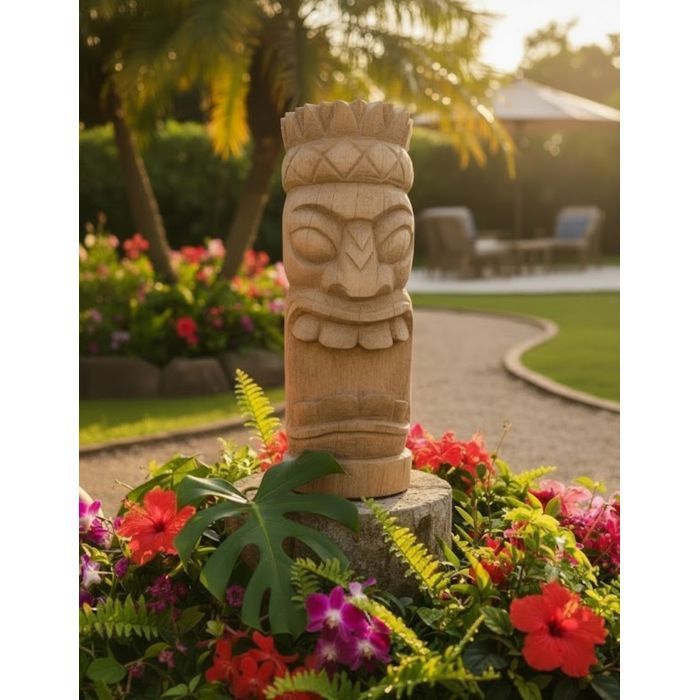 Tiki-Panapeo-Statue aus Kokosnussholz für den Innen- und Außenbereich, 50 cm