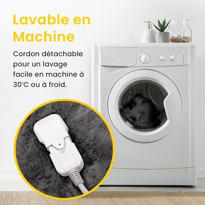 Cosi Home Couverture Chauffante Electrique Luxe en Fausse Fourrure 180 x 130 cm, 9 réglages de Chaleur, Minuterie 9h - Gris