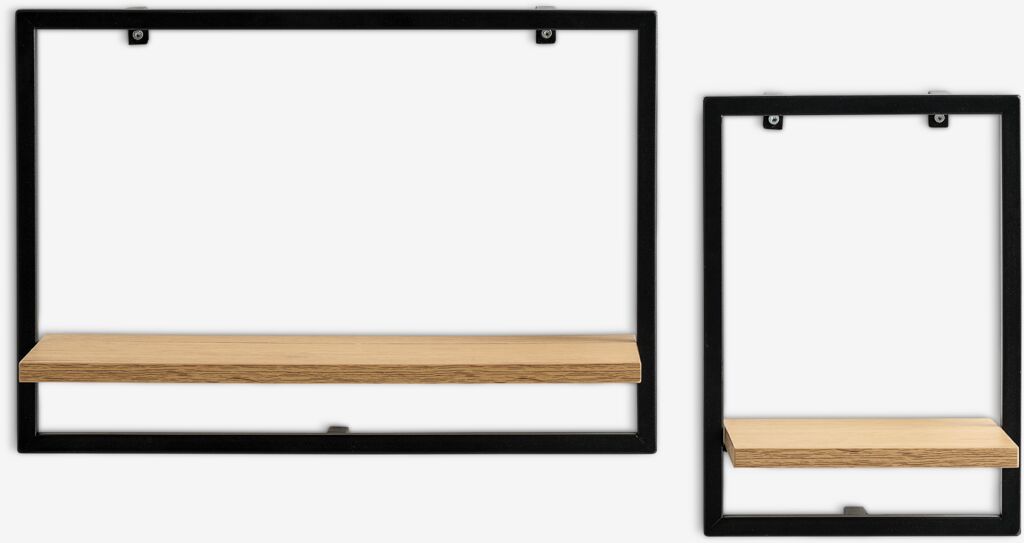 TRAPPEDAL stenska polica 2 kosa/paket hrast/črna