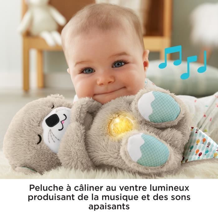 Fisher-Price - Ma Loutre Câlins Bonne Nuit - Peluche Veilleuse Bébé Musicale et Lumineuse - Jouet d'Eveil - Dès la naissance FXC66