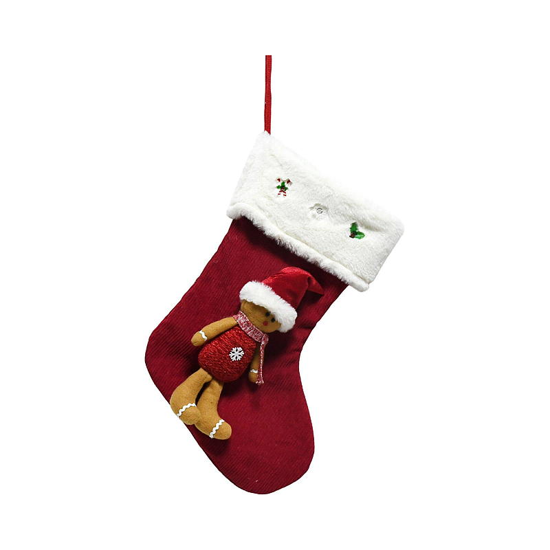 Hjem Julestrømpe 46 cm LED pepperkake/julenisse