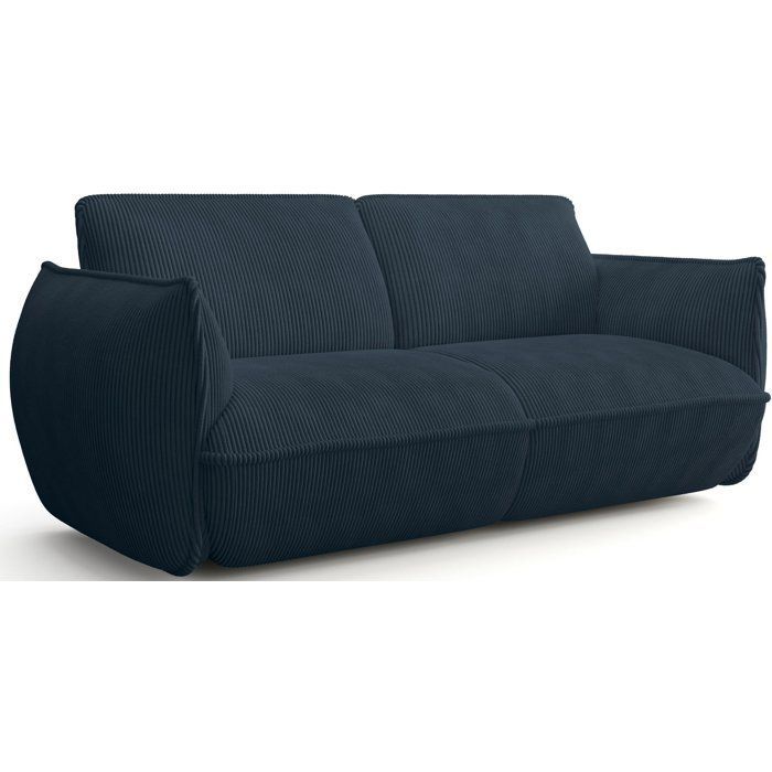 Sofá fixo de 3 lugares - SOFFIO - Tecido azul - 220 x 98 x 83 cm