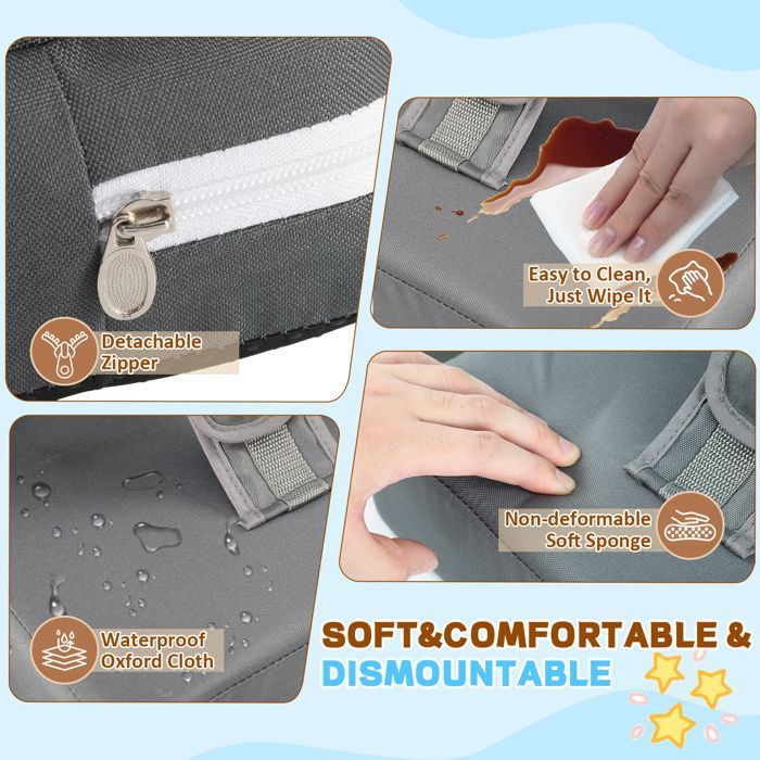 Yaskilosiu Portable Folding Booster Seat for Children, Baby/Toddler Table Chair + 5-Point Safety Harness