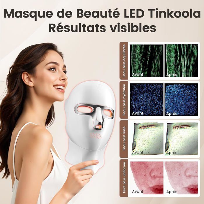 LED Face Mask with Red Light Therapy - USB-C Rechargeable Silver - For Home and Travel Skin Care
