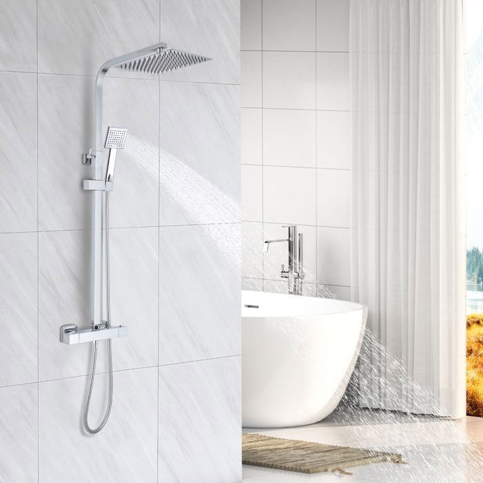 Colonna doccia termostatica - STANEW - STANEW - Ottone - Finitura rame - Miscelatore regolabile in altezza
