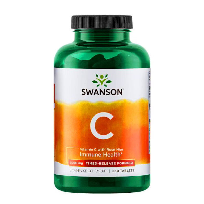 Swanson C1000 vitamīns ar mežrozīšu garšu