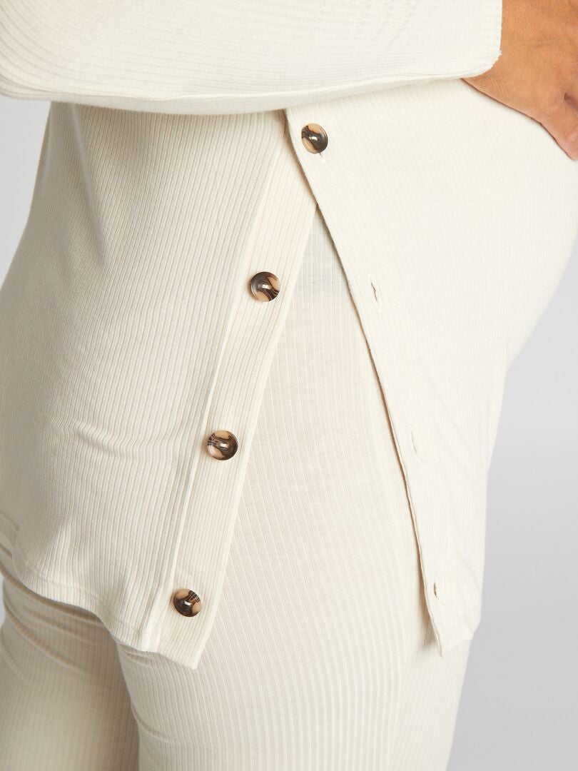 Zwangerschapsshirt + geribde broek set - BEIGE