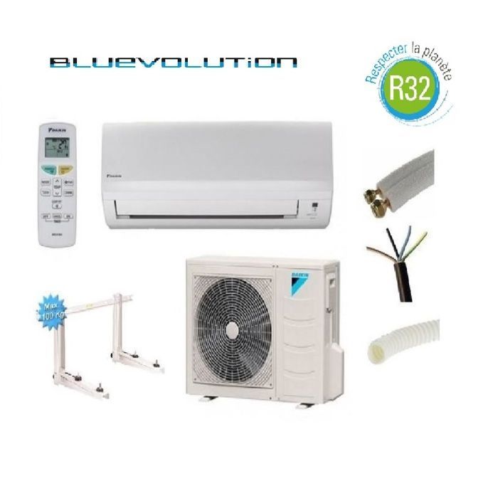 READY TO INSTALL DAIKIN 5000W R32 BLUEVOLUTION REVERSIBLE AIR CONDITIONER FTXF50A + 3 METER INSTALLATION KIT + WALL BRACKET